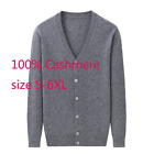 2023 Fashion 100% Cashmere Cardigan Men's Large Jacket V-neck Plus Size