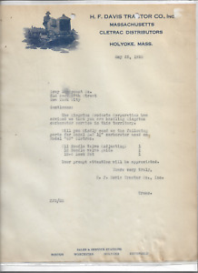 1928 Letter Cletrac Crawler Tractor Davis Co. Holyoke, MA,MASS