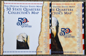 1999 - 2008 US Mint State Quarter Map with 50 BU coins Denver Mint