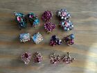 7  STUNNING VINTAGE ANTIQUE MULTI COLORS CLIP ON & 1 SCREW BACK EARRINGS