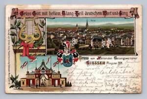 Gruss aus GIESSEN Germany ~ Antique Postcard Cover to Weehawken New Jersey 1906
