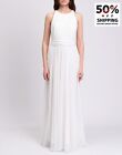 RRP €725 BADGLEY MISCHKA Fit & Flare Wedding Dress Size US 6 / M Belted Lined