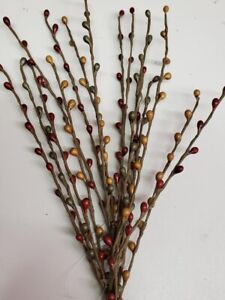 Country PRIMITIVE HOME 17 in Pip Berry Pick Floral Decor Burgundy Green Mustard