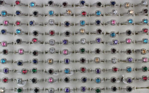 Wholesale Bulk Lots 40pcs Filled Rhinestone Charm Cubic Zirconia Women's Rings