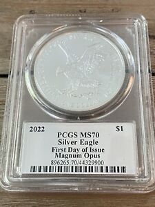 2022  $1 American Silver Eagle PCGS MS70 FDOI, Magnum Opus, 424