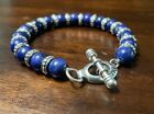 King Baby 9mm Blue Lapis Bracelet With Silver Toggle And 8mm .925 Spacers Rare