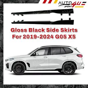 For 2019-2024 BMW G05 X5 M Sport Gloss Black Body Kit Side Skirts Extension Lip