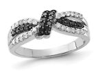 1/3 Carat (ctw) Black & White Diamond Knot Ring Sterling Silver