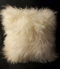 100% Real Mongolian Lamb Tibetan Fur Pillow Down Feather interior 18x18'' IVORY