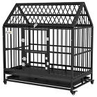 48 Inch Heavy Duty Dog Crate Cage Kennel with Wheels Double Doors for Large Dogs