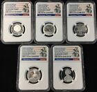 2023-S NGC PF69 ~ 5 COIN SILVER QUARTER SET tcs FIRST RELEASES #Th025