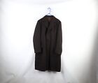 Vintage 50s Bespoke Mens 40R Wool Herringbone Topcoat Overcoat Jacket Brown USA