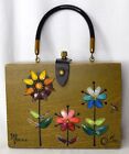 Vintage Les Fleurs Flowers Enid Collins Original Box Bag Wood Purse Jeweled Bee