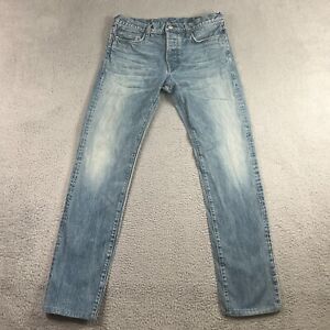 Helmut Lang Jeans Mens 33 Blue Slim Straight Leg Deisgner Hidden Rivet 35x33