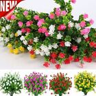 8 Bundles Artificial Flowers Outdoor UV Resistant Plastic Plant Silk Flower