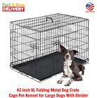 42 inch XL Folding Metal Dog Crate Cage Pet Kennel for Large Dogs With Divider