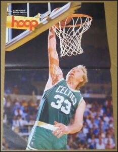 1988 Larry Bird Hoop Magazine 2-Page Pullout Poster Boston Celtics Vintage RARE