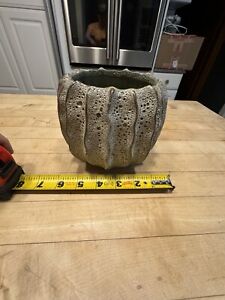New ListingVintage MCM Lava Glaze Round Vase Pot Pottery White Gray 5”