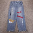 Vtg Paco Wide Leg Jeans 34x31 Embroidered Patches Fade Y2K Baggy Skater Street