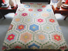 FOR MATERIAL Vintage Feed Sack FLOWER GARDEN w/ Green Diamond Path Quilt 83