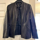 $395 PRESTON & YORK Coat Jacket Womens Leather Lambskin Cane Black Size S EUC