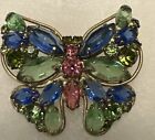 Vintage Rhinestone Butterfly Brooch Unsigned Regency Spring Colors