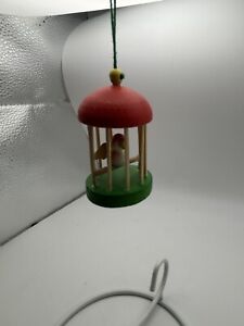 Small Wooden Vintage Bird Cage Ornament Made In Spain