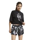 Reebok Womens Meet You There Crop Graphic T-Shirt, Black, Small
