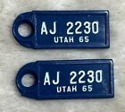 1965 Utah Pair DAV Tag Keychain License Plates AJ 2230