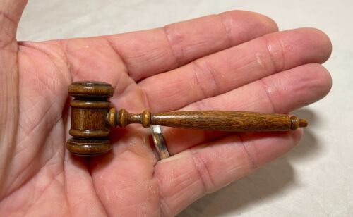 antique handmade miniature salesman sample doll carved wood judge gavel hammer