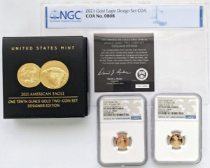 2021 US Mint 1/10 American Gold Eagle Designer Proof Coin Set PF70 Box+COA #0808