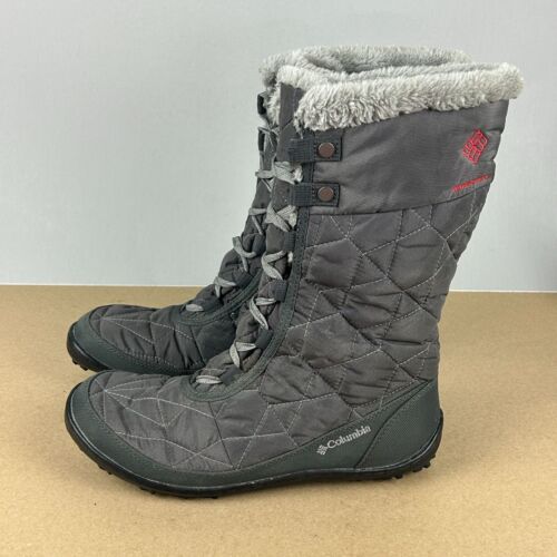 Columbia Minx Mid Quilted Snow Boots Womens 9.5 Gray Lined Lace Up Warm
