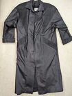 Comint Leather Jacket Womens Small Black Long Coat Vintage Suede Trench Riding S