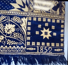 Pennsylvania Navy Blue + White Wool Jacquard Coverlet, 19th C  two Panel piece