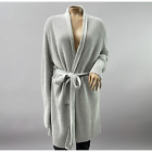CAbi Sweater Women XL Gray Exhale Knit Cardigan #5445 Belted Long Duster