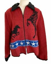 Rare Vintage  Wooded River Coat  Jacket Bronc Horse Pistol Stars Western L