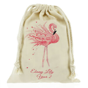 Personalised Flamingo Sack;School bag games/ PE kids - Customise with Name