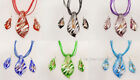 wholesale 6set Foil leaf Murano glass pendant Silver P Necklaces Earring FREE