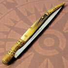 CUDEMAN Knife Spanish Toothpick Horn Handles Engraved Brass Bolsters