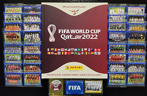 PANINI World Cup Qatar 2022 HARDCOVER Sticker Album + Complete Blue Parallel Set