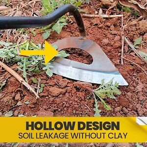 Stainless Steel Hollow Hoe Garden Tool Weeding Rake Planting Vegetables Home US