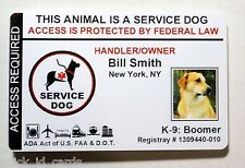 CUSTOM SERVICE DOG / PET ID CARD BADGE ID FOR SERVICE ANIMAL PROFESSIONAL PVC 10