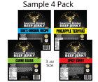 4 BAGS OF PREMIUM TENDER BEEF BRISKET GEHRKE JERKY SAMPLE VARITY LOT PACKS