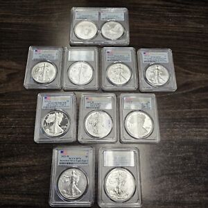 Complete Set Of 2021 Type 1 & 2 Silver Eagles, all Perfect MS70/PF70/SP70