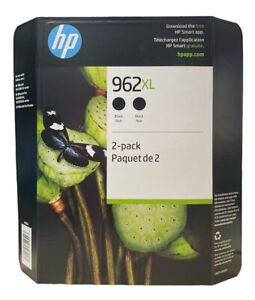 HP 962XL High Yield, Black Original Ink Cartridge, 2 Pack Exp 2025