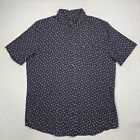 RVCA Shirt Mens XL Blue Floral Button Up Short Sleeve Regular Fit