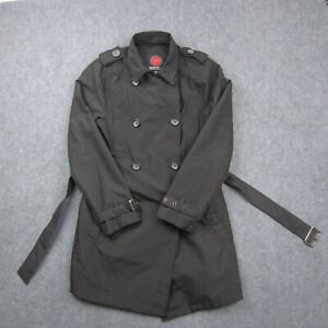 ScotteVest Trench Coat Womens Small Black SEV Zip Jacket Multi Pocket Travel TEC