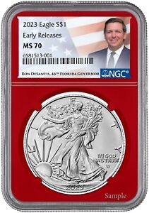 2023 1oz Silver Eagle NGC MS70 Early Releases Red Core DeSantis Label