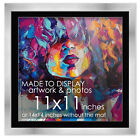 11x11 Silver Frame for 11x11 Picture or 14x14 Art Poster Without Black Photo Mat