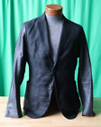 YOON mens black linen blazer with leather sleeves 36 US slim fit $680